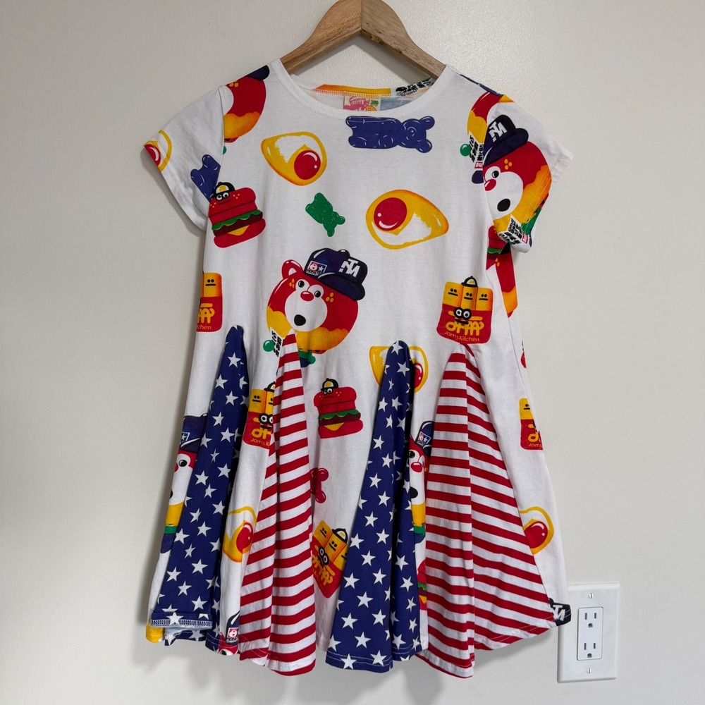Joyful Monster Jam Character Print Dress Girls 140cm White Harajuku Kidcore